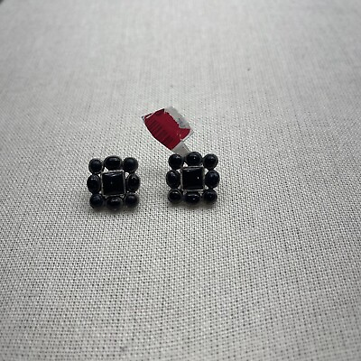 #ad Black Stone Square Sterling Silver Stud Earrings $30.00