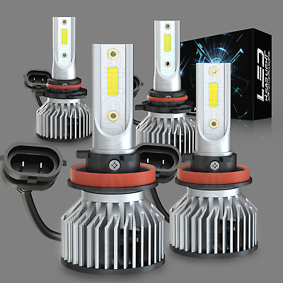 #ad 9005 H11 LED Headlight Bulbs Kit 6000K White Super Bright High Low Combo New 4x $28.99