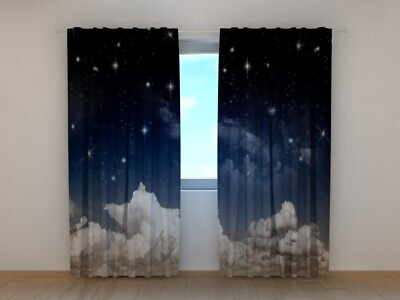 #ad Photo Curtain Printed Watercolour Fantasy Night Sky by Wellmira Made to Measure $159.00