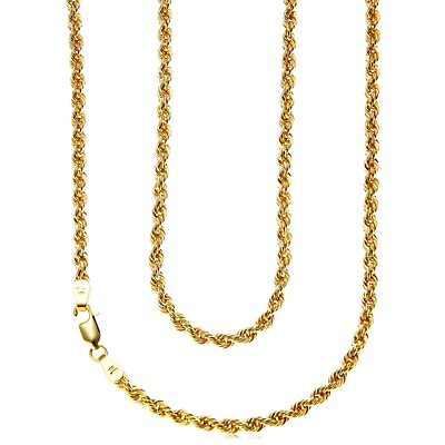 #ad 9ct Yellow Gold Rope Chain Necklace 4.8g 18quot; 45cm Width 3mm gift box GBP 249.99