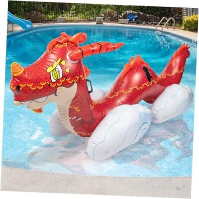 #ad Giant Dragon Pool Float 2 Person Rider for Double the Fun Over 7 Feet Long $115.24