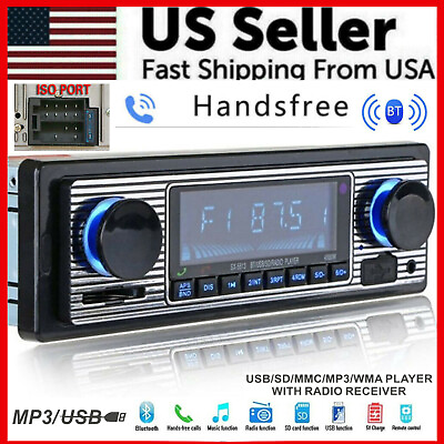 #ad Bluetooth Vintage Car FM Radio MP3 Player USB Classic Stereo Audio Receiver AUX $20.89