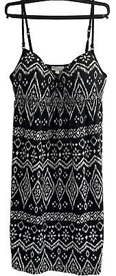 #ad Currants Black White Geometric Aztec Padded Bra Adj Straps Sundress Women Sz L $14.99