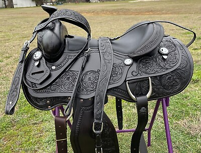 #ad Black Western Argentinian Leather Horse Pleasure Saddle Free Tackset 15quot; to 18quot; $384.99