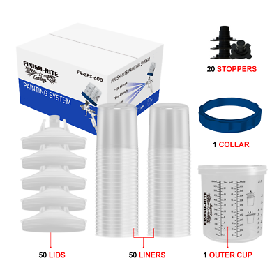 #ad Disposable Paint Cup Set 600ML 50 Lids amp; Liners W Hard Cup Compare 3M 16000 PPS $69.00