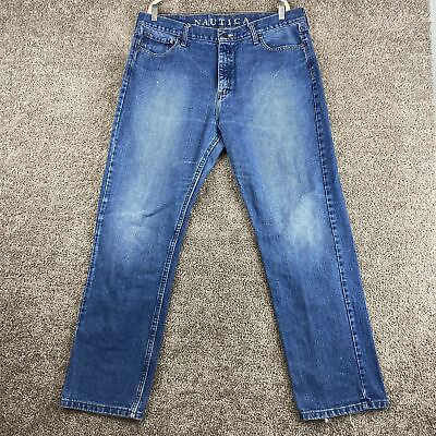 #ad Nautica Straight Leg Jeans Men#x27;s W38xL32 Blue 5 Pocket Medium Wash $18.95