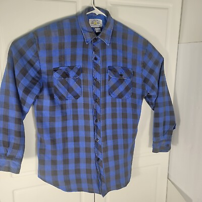 #ad Alaska 1959 Vintage Wilderness Gear Flannel Shirt Insolated Inside Large Blue ** $17.99