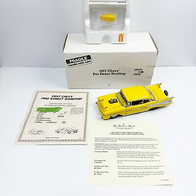 #ad Danbury Mint 1957 Chevy Pro Street Hardtop Yellow Bel Air Diecast CERT OF AUTH $249.99