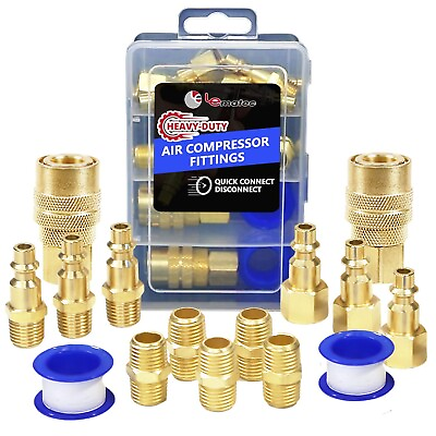 #ad Air Compressor Fittings Air Compressor Hose Kit 15pcs Air Line Fittings and... $29.49