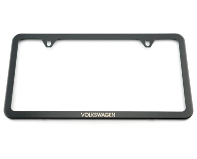 #ad VW Volkswagen Black Slim License Plate Frame WITH quot;VOLKSWAGENquot; Lettering OEM NEW $29.95
