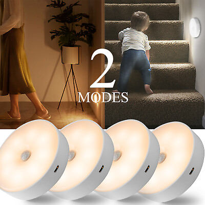 #ad 1 4PCS LED Wireless Motion Sensor Night Light Wall Cabinet Closet Stair Lamp USA $8.59