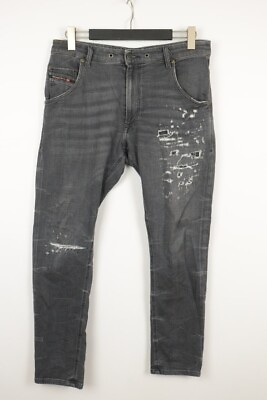 #ad DIESEL Black Wash Denim Slim Skinny Stretch Distressed Jeans Size 30 $65.00