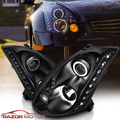 #ad For 2003 2007 Projector Black Headlights Pair LED Halo for Infiniti G35 Coupe $238.65