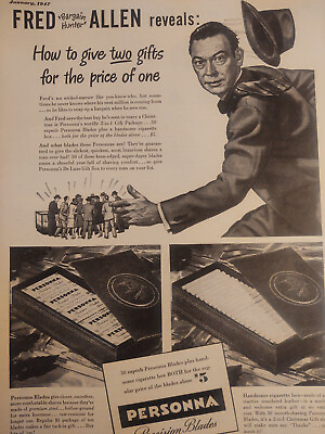 #ad 1947 Original Esquire Art Ad Advertisement Fred Allen for Persona Razor Blades $9.60