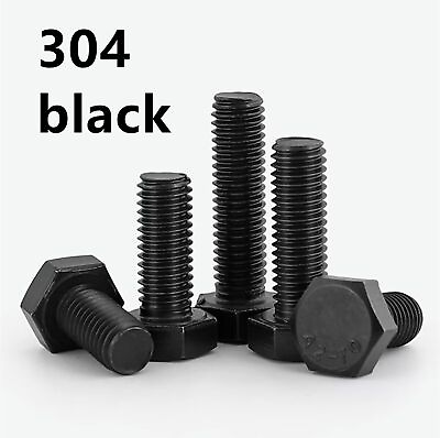 #ad Black 304 Stainless Steel Hexagon Bolts Hex Head Cap Screws M4 M5 M6 M8 M10 M12 AU $15.70
