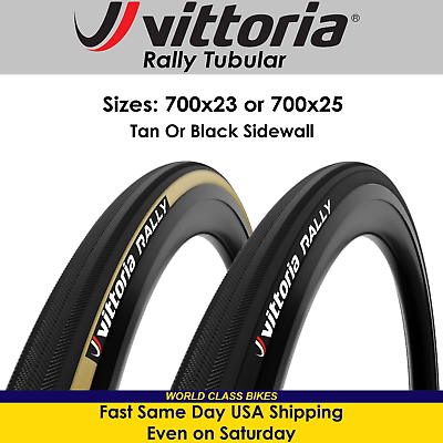 #ad Vittoria Rally Tubular 700x23 700x25 Black or Tan 48mm Presta Bicycle Tire $39.99