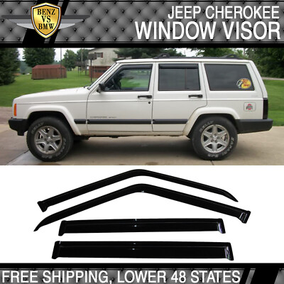 #ad Fits 1984 2001 Jeep Cherokee XJ BJ Window Visors Vent Sun Rain Wind Guard 4PCS $29.18