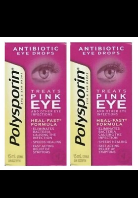 #ad 2X NEW POLYSPORIN Antibiotic Pink Eye Eye Drops Relief Treatment Formula 15ml $25.00