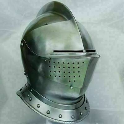 #ad 18GA SCA LARP Medieval Knight Tournament Close Armor Helmet $139.88