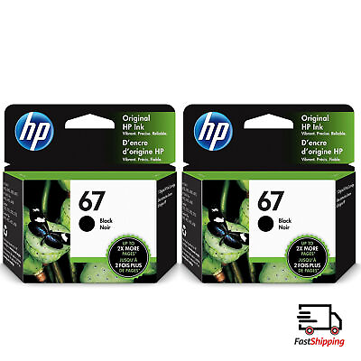 #ad New HP 67 Black 2 Pack Ink Cartridges Genuine $27.95