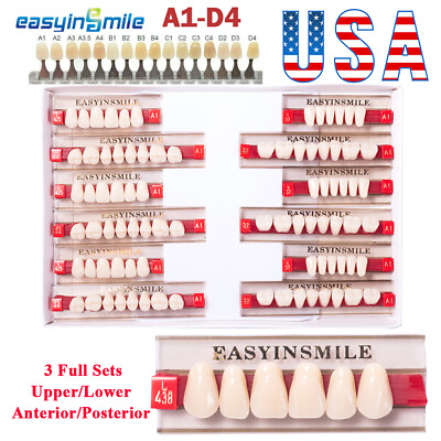 #ad 3 8 16 Set Dental Acrylic Resin Denture Teeth Upper Lower Full Set ShadeA1 A2 A3 $17.74