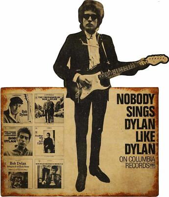 #ad BOB DYLAN ON COLUMBIA MUSIC RECORDS 23quot; TALL HEAVY DUTY USA MADE METAL ADV SIGN $177.00