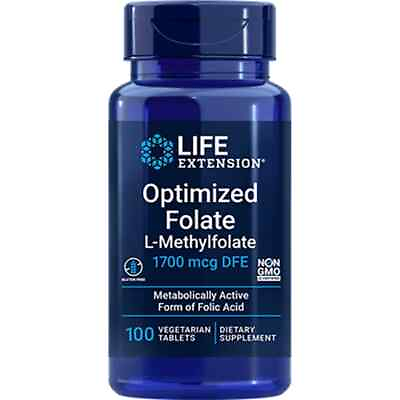 #ad Life Extension Optimized Folate L Methylfolate 1700 mcg Dfe 100 Veg Tabs $11.25