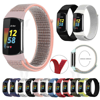 #ad Woven Nylon Loop Sport Watch Strap Wrist Band Bracelet For Fitbit Charge 5 $4.98