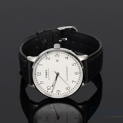 #ad Timex Waterbury Automatic SS Watch Black Leather TWH6Z2810ZV Used No Box $99.99