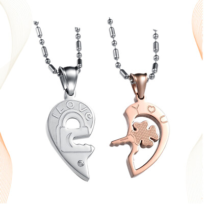 #ad 2 Pcs Heart Picture Necklace for Valentines Day Necklaces Chain $9.68