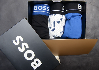 #ad Hugo Boss Mens 3 Pack Multicolor Stretch Cotton Underwear Trunk Boxer Shorts M $24.98