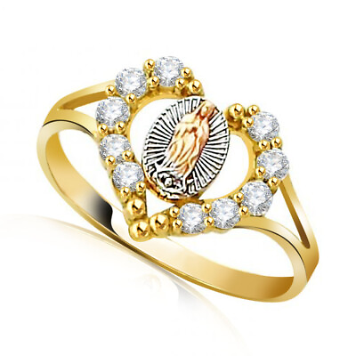 #ad Simulated Diamond Cameo Promise Ring 14K Yellow Gold Plated Sterling Silver 925 $397.72