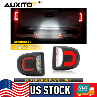 #ad 2X LED License Plate Light Red DRL Tube For Chevy Silverado GMC Sierra 1500 2500 $13.99