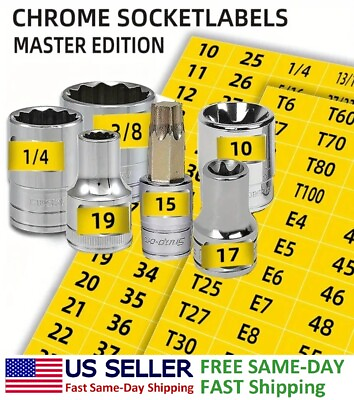 #ad 180 pcs set Master Socket Quick amp; Easy Reminder Label Stickers Chrome Decal Tags $6.95