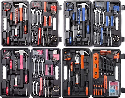 #ad 148pc General Tool Hand Kit Household Set w Plastic Toolbox Storage Case NEW $48.99