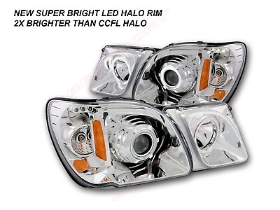 #ad Set of Pair 1pc Style Dual Halo Projector Headlights for 1998 2007 Lexus LX470 $224.99
