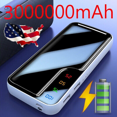 #ad Power Bank 3000000mAh 2 USB Backup External Battery Charger Pack for Cell Phone $18.28