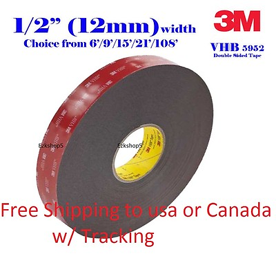 #ad 3M 1 2quot; x 9 15 21 108 VHB Double Sided Foam Adhesive Tape 5952 Gopro Action Can $6.99