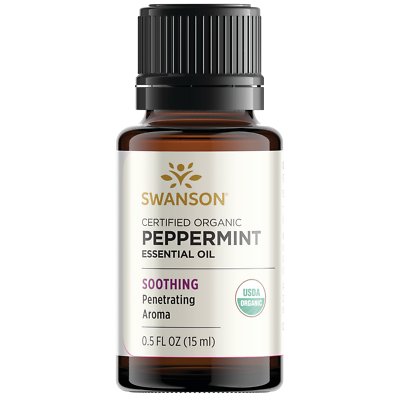 #ad Swanson Aromatherapy Certified Organic Peppermint Essential Oil 0.5 fl oz Liquid $12.38