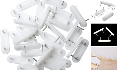 #ad 30Pcs Plastic Head Double Pins White Furniture Chair Leg Feet Pads Glide $19.35