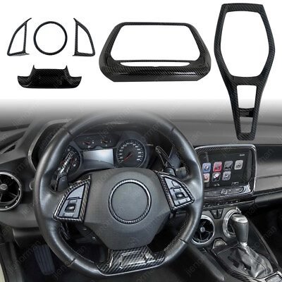 #ad 6PCs Interior Trim Kits For 2016 23 Chevy Camaro Steering Wheel Gear Shift Cover $59.99