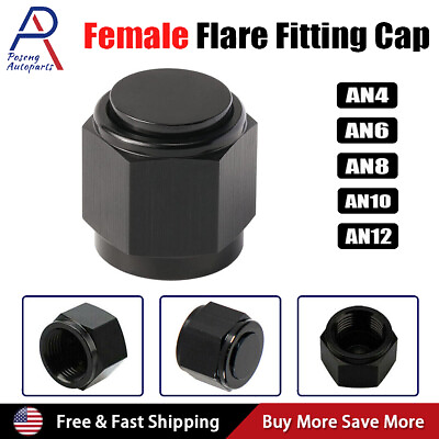 #ad 4 6 8 10 12 AN Female Flare Fitting Cap Block Off Nut Aluminum For Fuel Systems $4.95