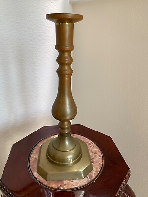 #ad VTG Candle Holder Mid Century 12quot; Column Heavy Solid Brass Candlestick Pillar $59.99