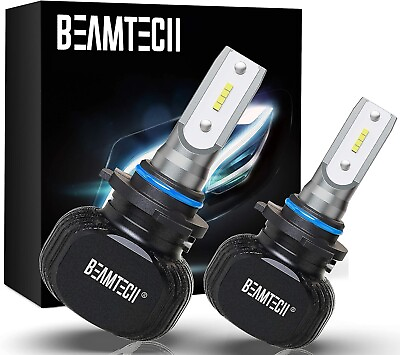 #ad BEAMTECH 9006 LED Headlight Bulbs 10000LM 50W 6500K White HB4 Conversion Fanless $55.35