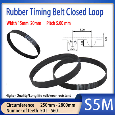 #ad S5M Timing Belt Tooth Pitch 5mm Pulley Belt for 15mm 20mm Width 3D Printer CNC $4.75