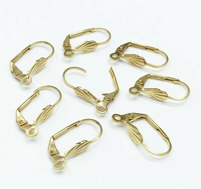 #ad 50pcs Stainless Steel Gold Shell French Earring hooks EarWire Leverback Earrings $9.90