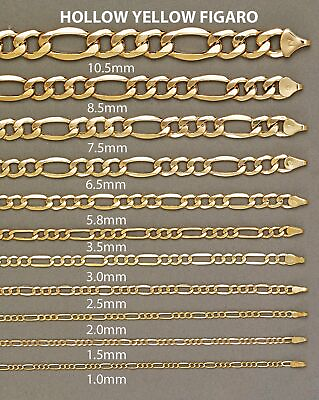 #ad Genuine 18K Yellow Gold Filled Italian Figaro Chain Necklace Many Width Length $25.99