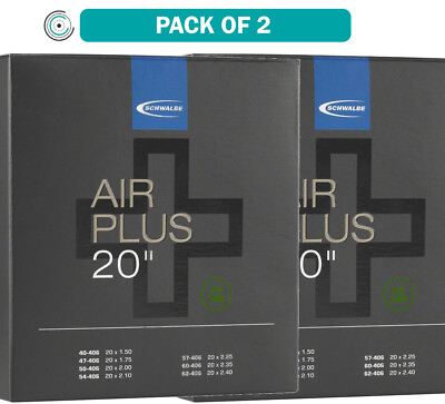 #ad Schwalbe Air Plus Tubes 20 x 1.50 2.40quot; 40mm Schrader Valve Pack of 2 $10.64