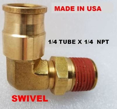 #ad BRASS FITTINGS QUICK CONNECT DOT AIR BRAKE SWIVEL MALE ELBOW 90 1 4 T X 1 4 P $14.99