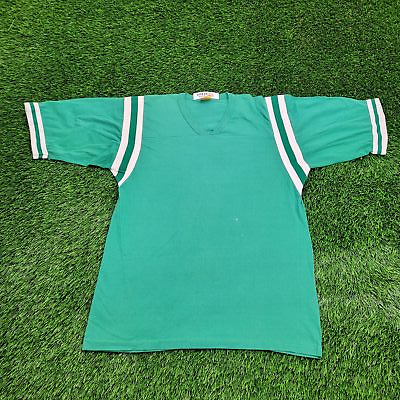 #ad Vintage 80s Tplus Varsity Shirt M 20x27 XL Single Stitch Faded Pine Green USA $30.80